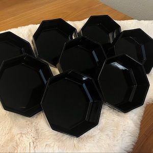 Arcoroc Octime Octagon Black Set of 8 Bowls, France 5-5/8" Vintage